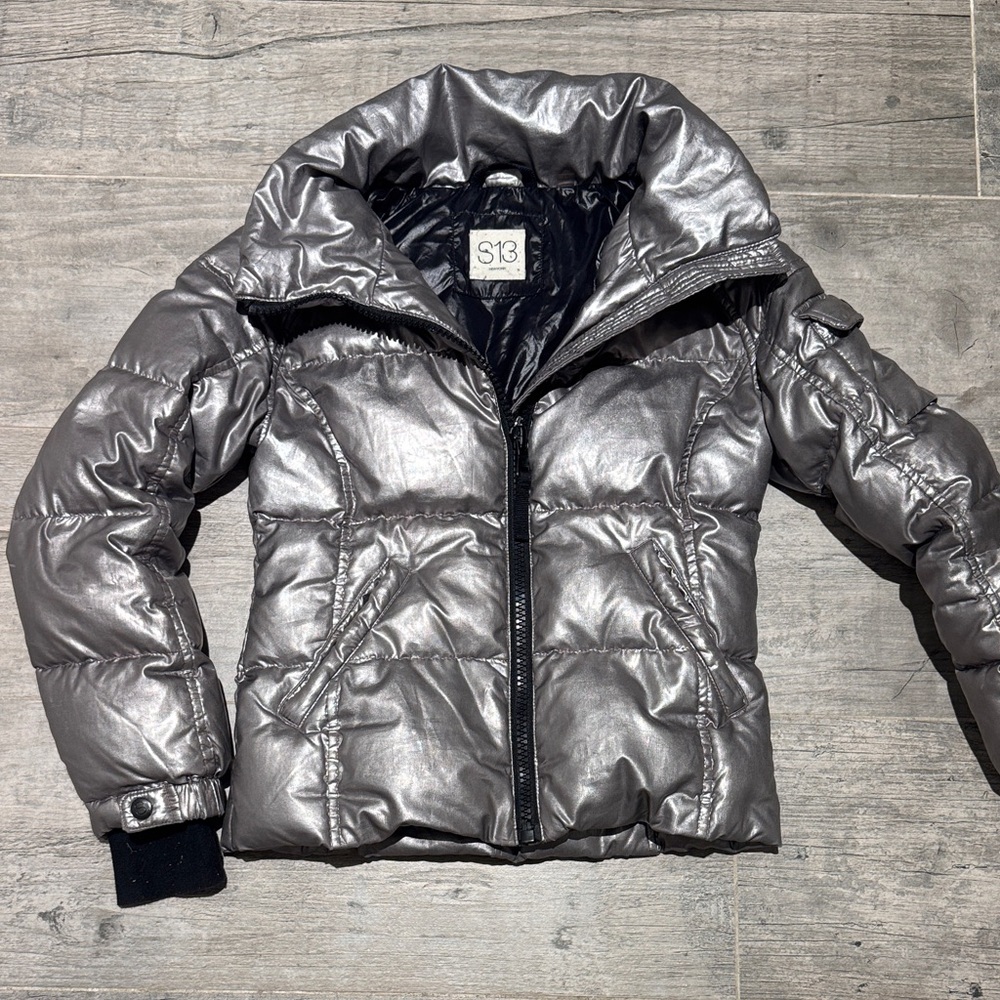 SAM. S13 girls ski jacket, metallic silver size 10